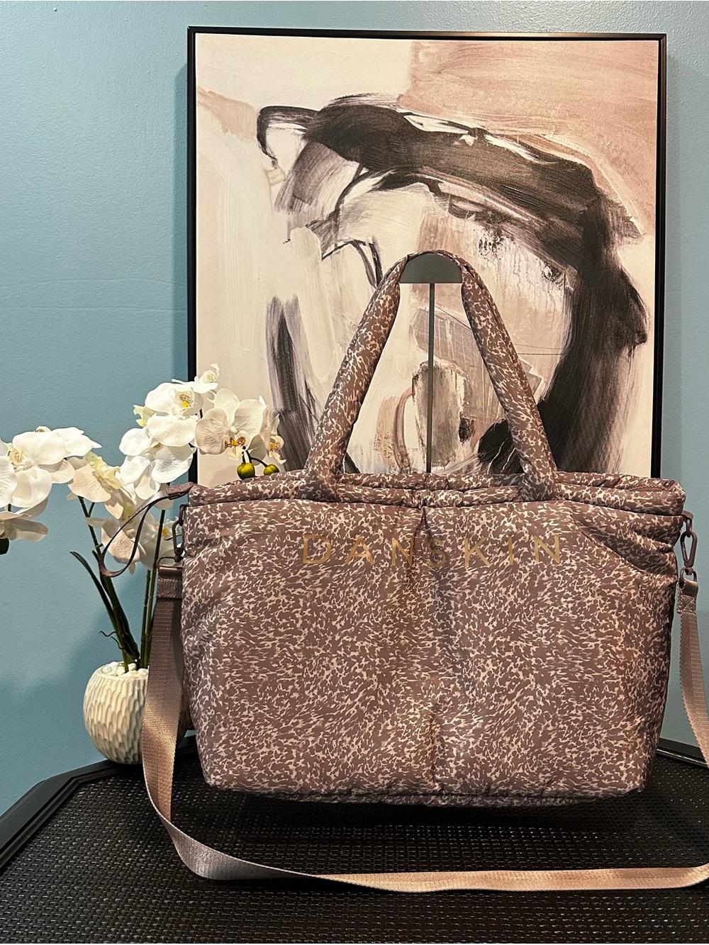 Danskin Tote Bag - Neutral Leopard Print / Mauve